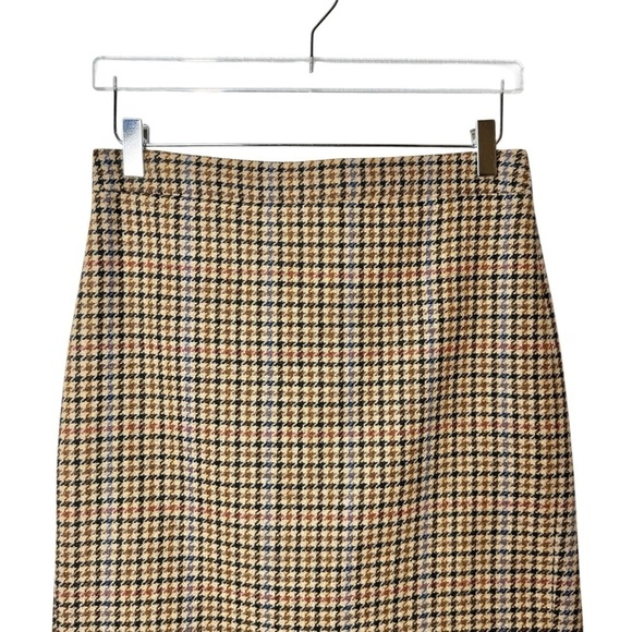 J. Crew Plaid Houndstooth Wool Women’s High Waist Academia Pencil Skirt Sz 4 - Picture 3 of 12